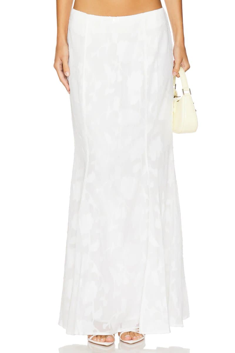 revolve Revolve Floral Print Maxi Skirt in White