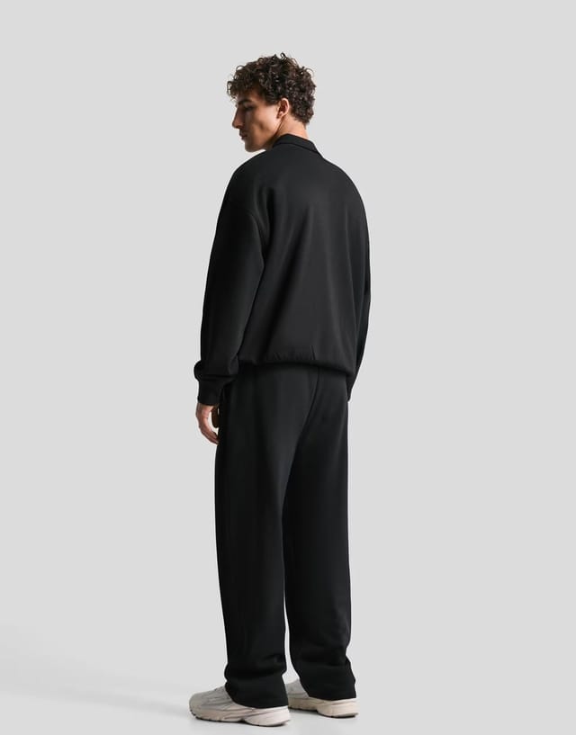 ASOS Bershka Polo collar sweatshirt in black - 2