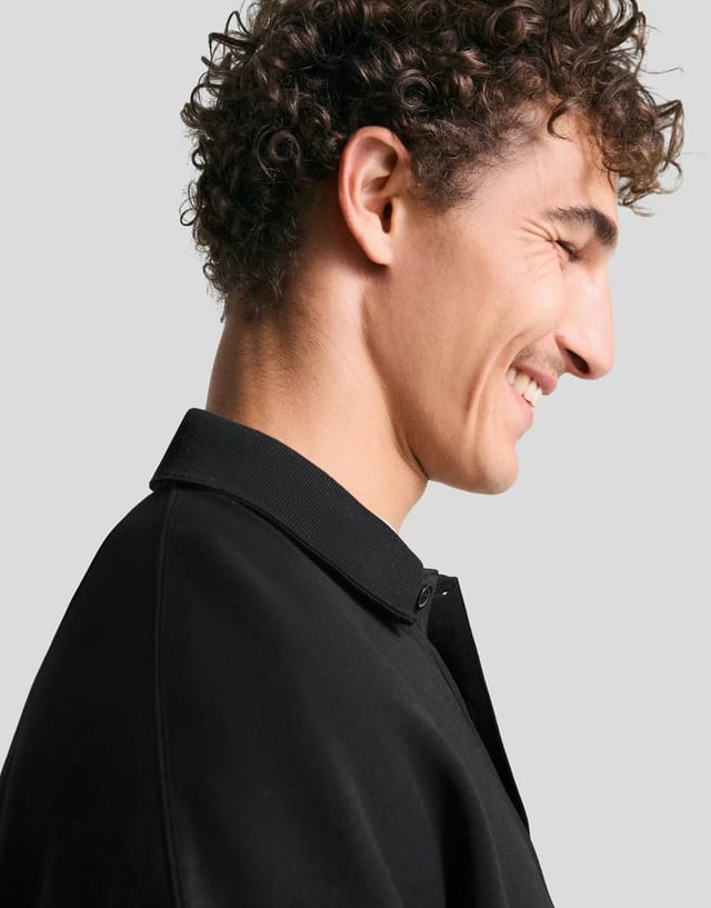 ASOS Bershka Polo collar sweatshirt in black - 3