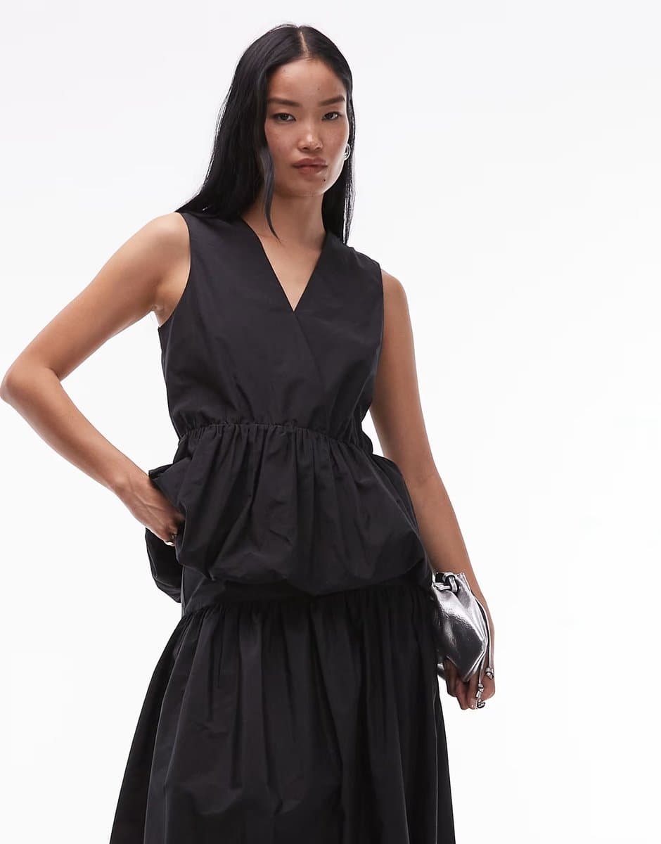 ASOS ARKET co-ord v-neck peplum top in black