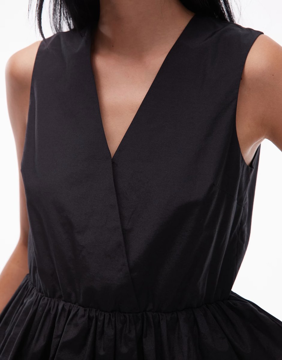 ASOS ARKET co-ord v-neck peplum top in black - 2