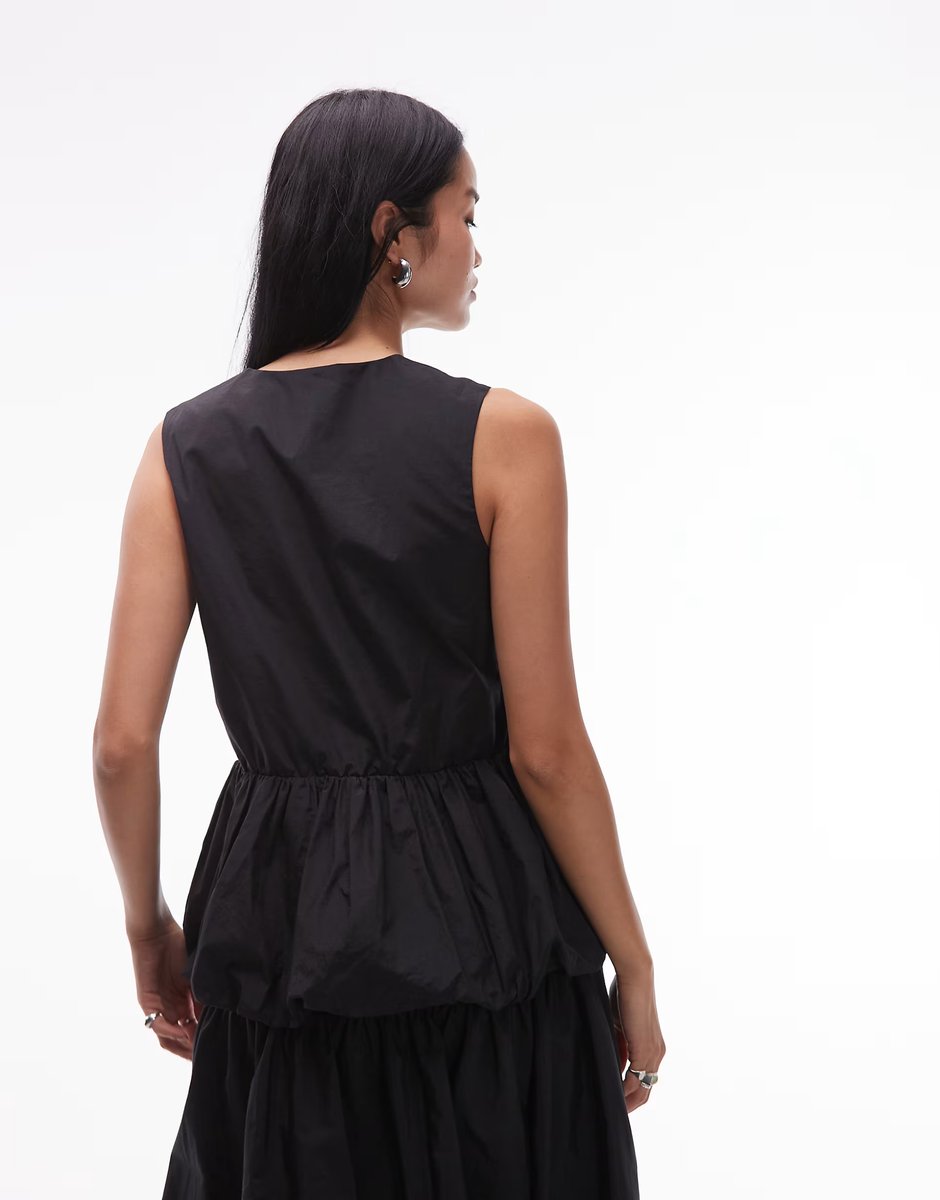 ASOS ARKET co-ord v-neck peplum top in black - 4