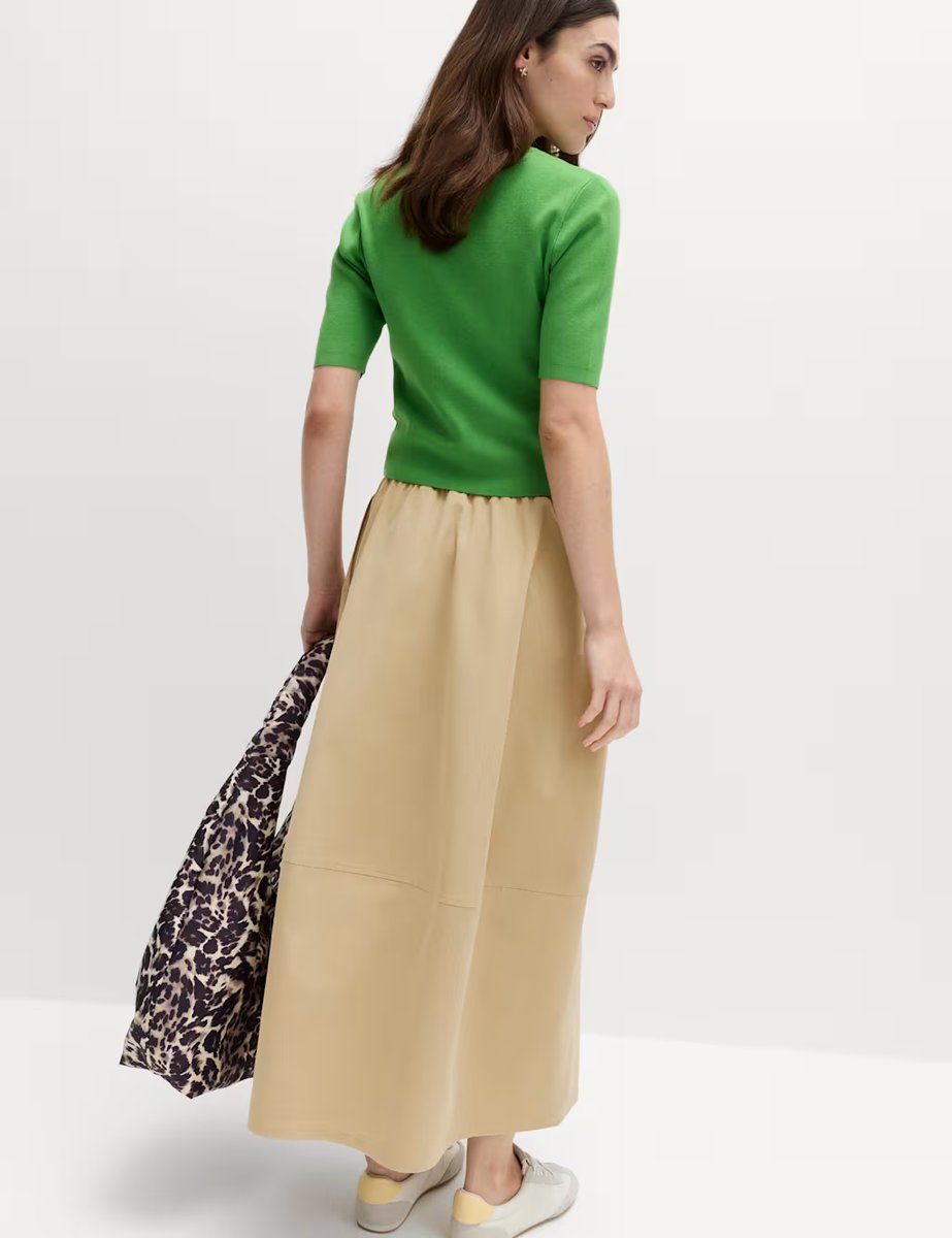 Marks & Spencer M&S Pure Cotton Cocoon Shape Midi Skirt Sandstone - 4