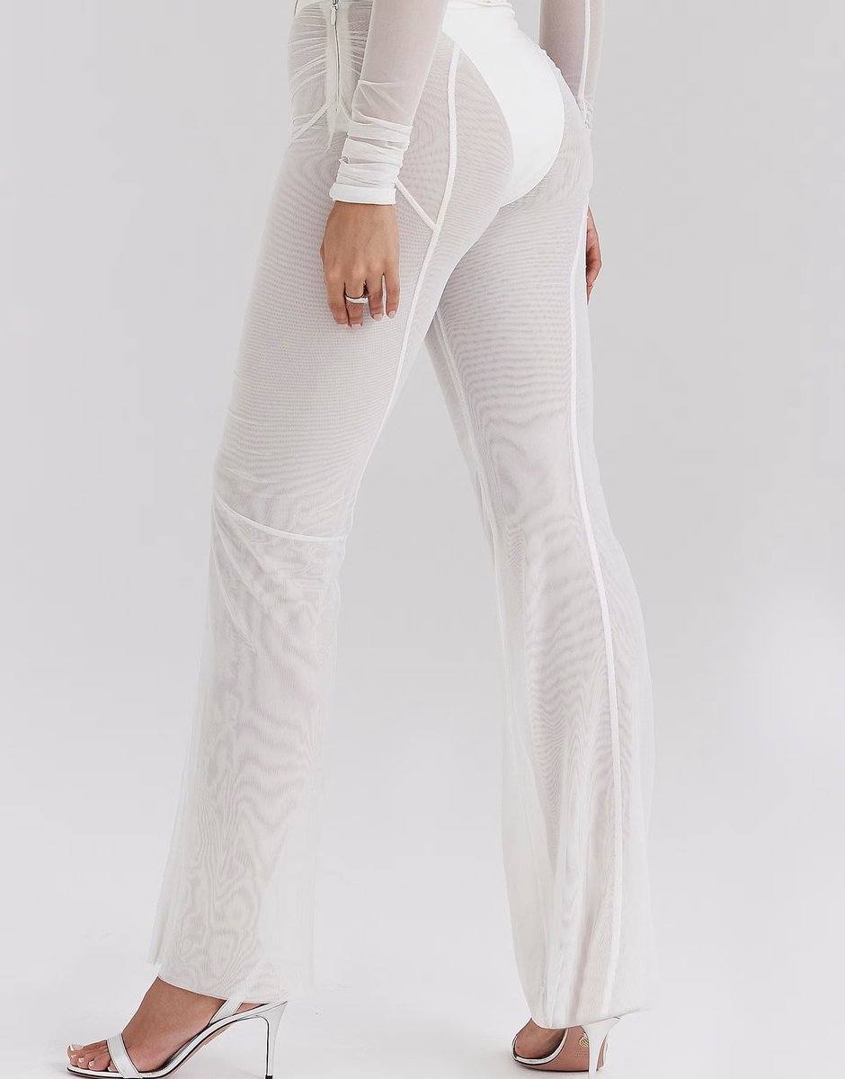 ASOS House of CB Avalon mesh high waist trousers in white - 2