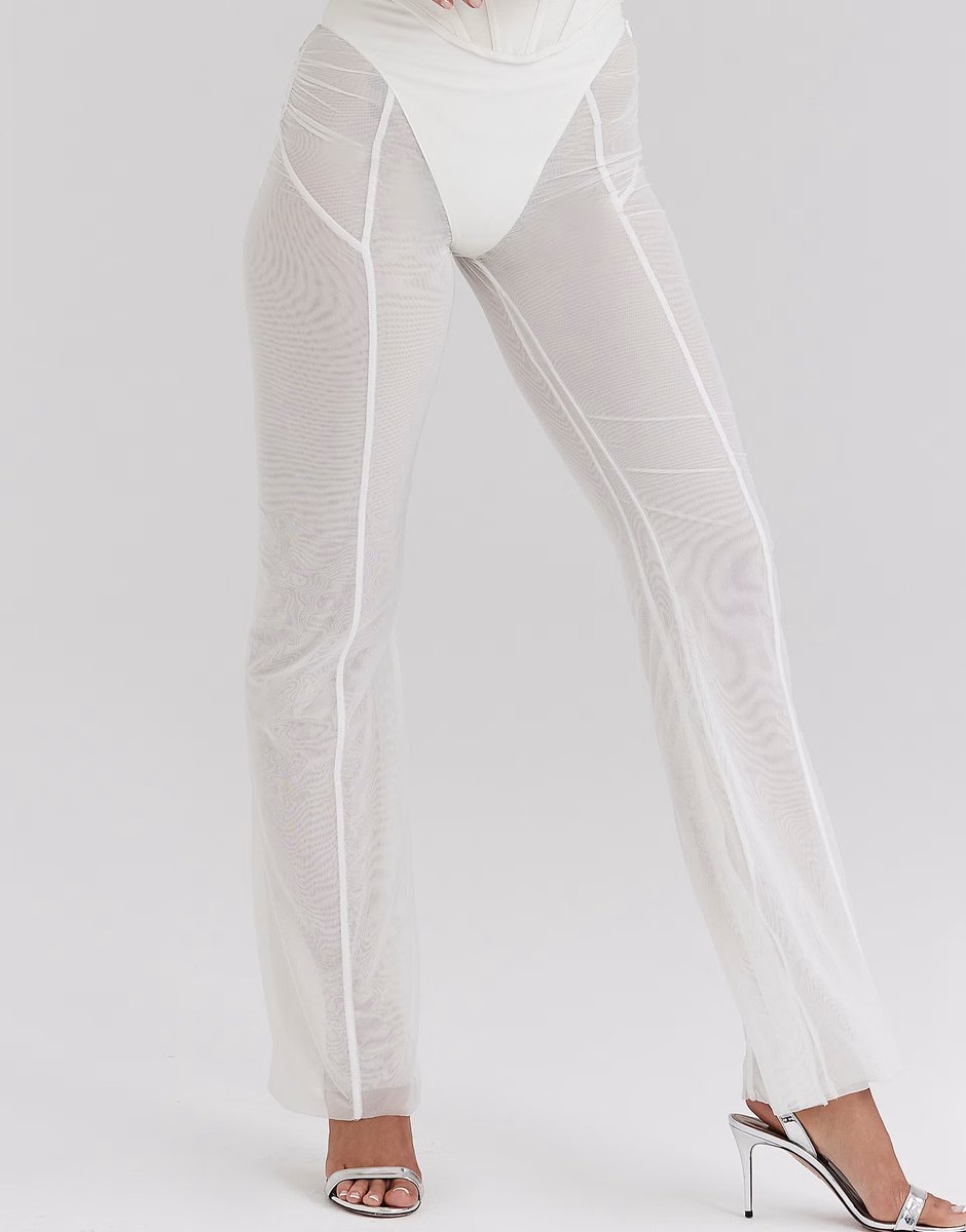 ASOS House of CB Avalon mesh high waist trousers in white - 4