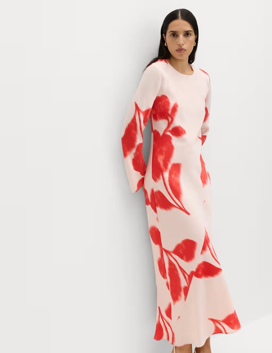 Marks & Spencer M&S Printed Midaxi Column Dress Pink Mix