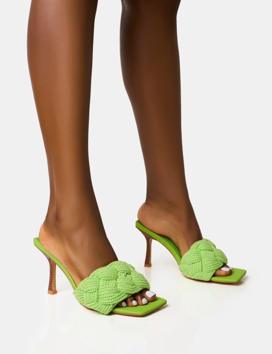 Public Desire Public Desire UK Dreamy Lime Wooden Stack Heels