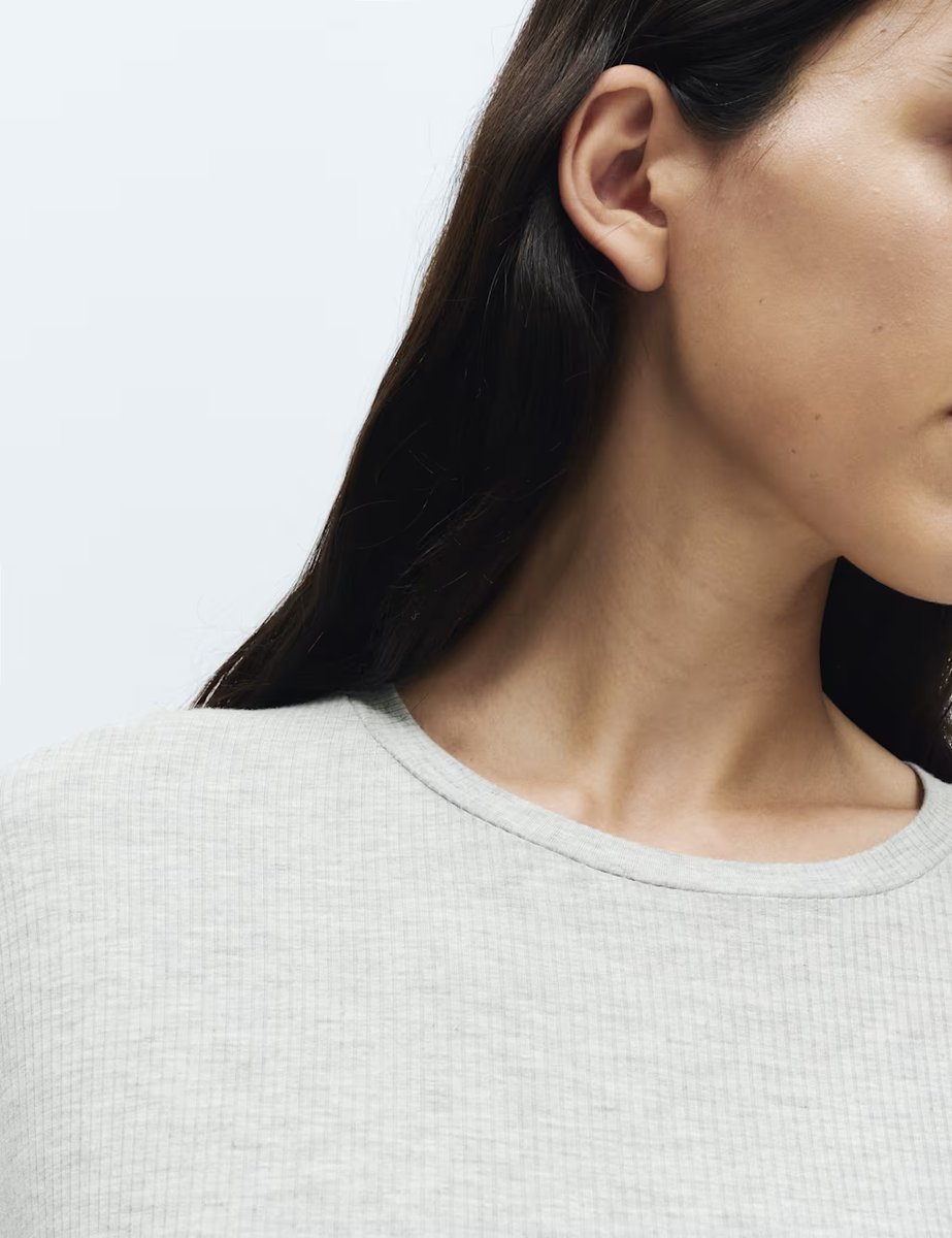 Marks & Spencer M&S Modal Rich Ribbed Pyjama Top Grey - 3