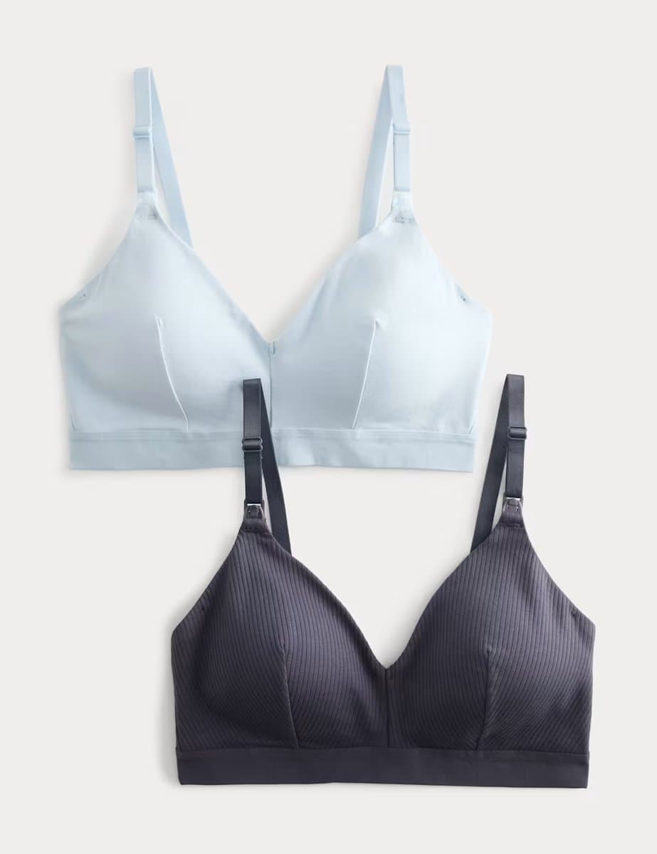 Marks & Spencer M&S 2 Pack Non Wired Nursing Bras A-D Pale Blue