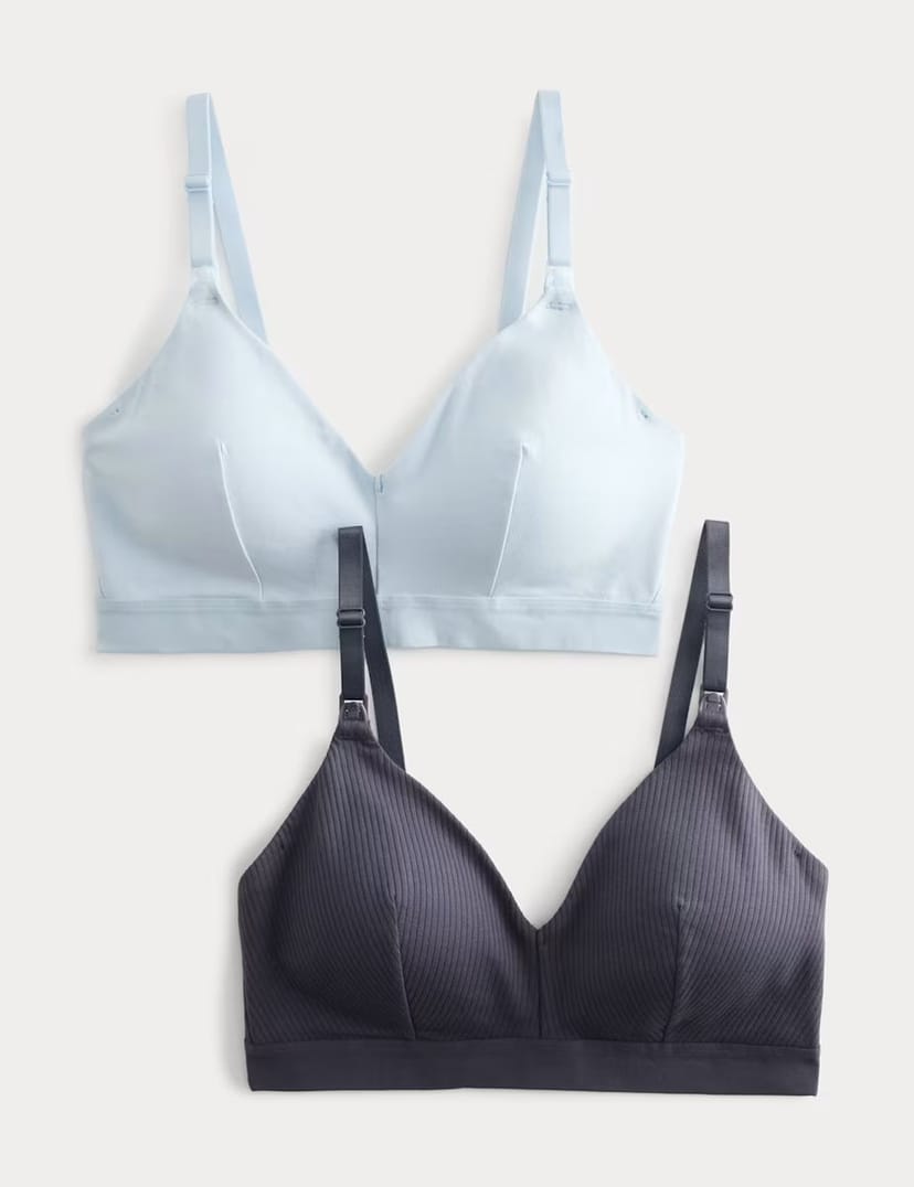 Marks & Spencer M&S 2 Pack Non Wired Nursing Bras A-D Pale Blue - 1