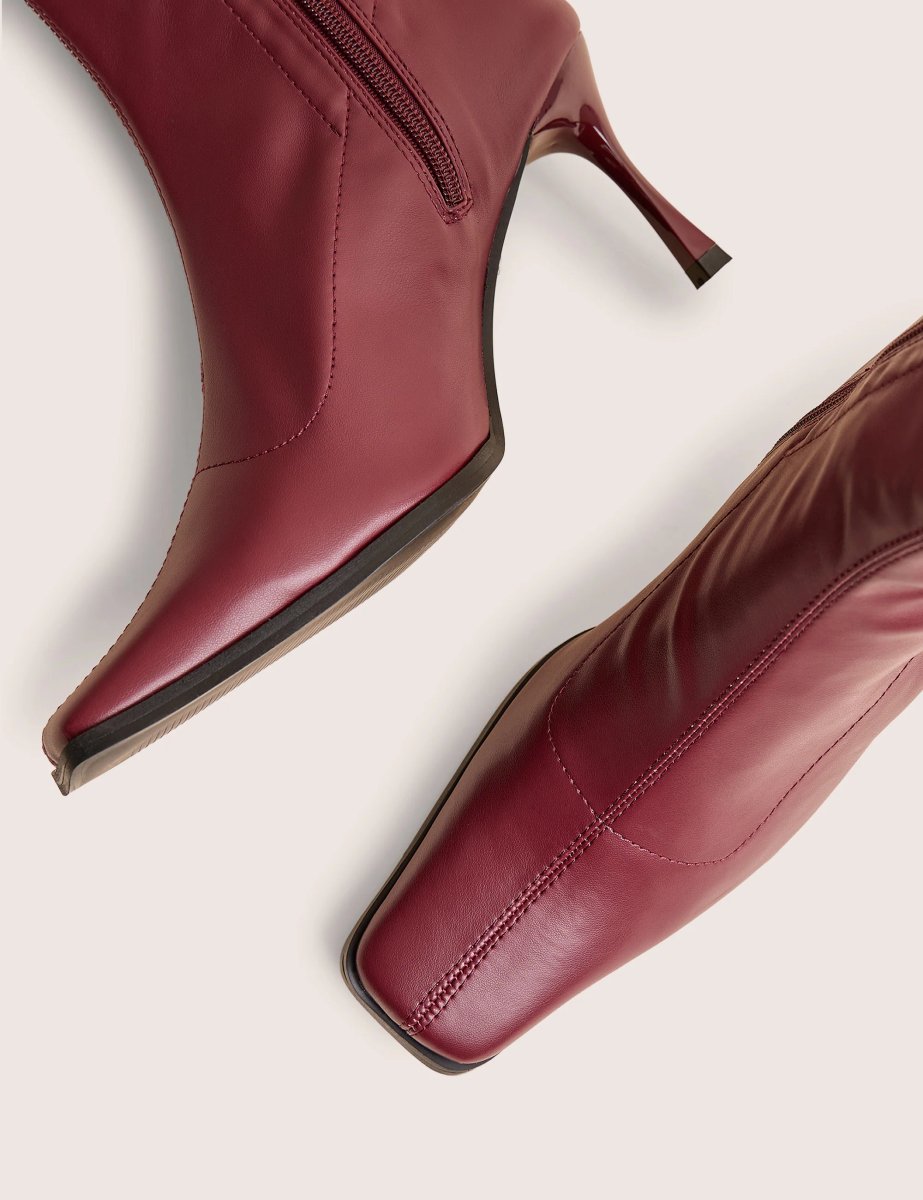 Public Desire Scorpion Burgundy Mid Heel Sock Knee High Boots - 4