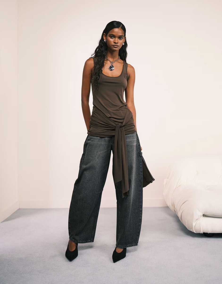 ASOS ASOS DESIGN utility barrel jean in grey co-ord - 3