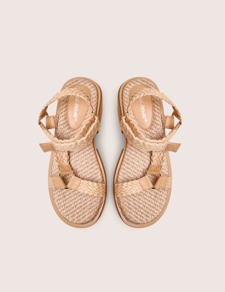 Public Desire Hazard Natural Raffia Chunky Dad Sandals - 2