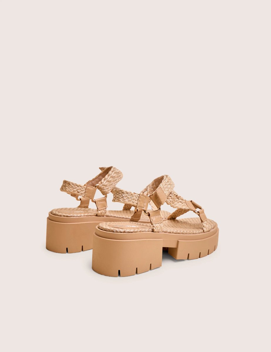 Public Desire Hazard Natural Raffia Chunky Dad Sandals - 3