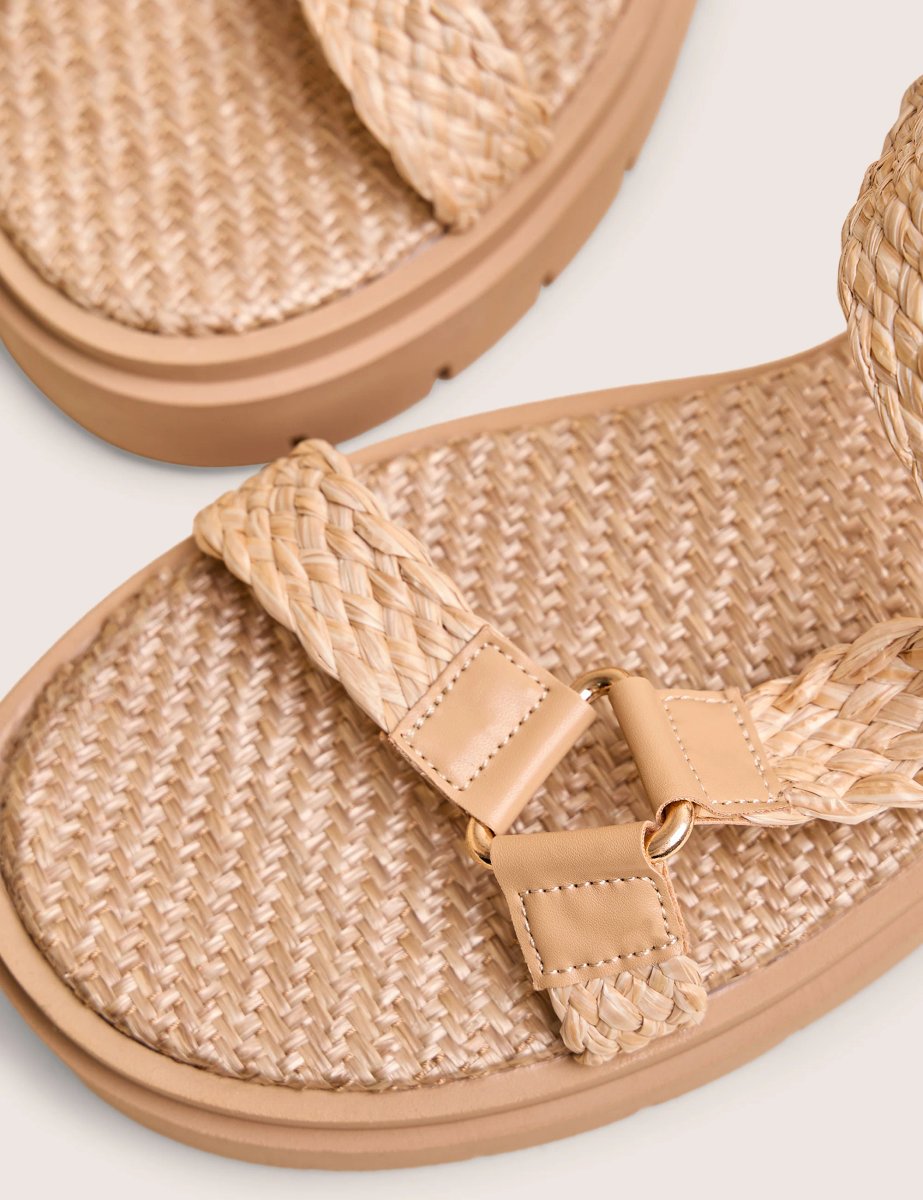 Public Desire Hazard Natural Raffia Chunky Dad Sandals - 4