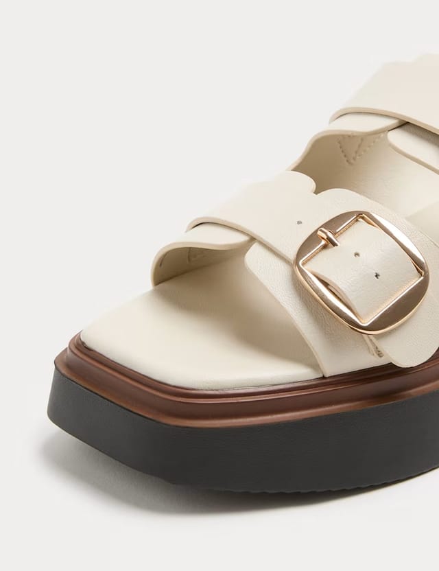 Marks & Spencer M&S Double Buckle Flatform Mules White - 2