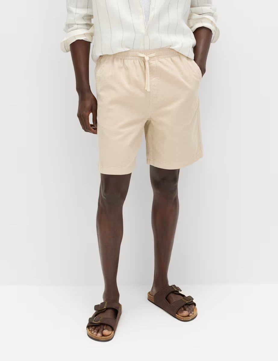 Marks & Spencer M&S Light Buff Pure Cotton Corduroy Shorts