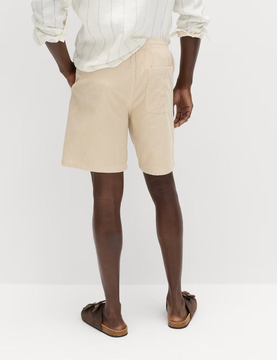 Marks & Spencer M&S Pure Cotton Corduroy Shorts Light Buff - 4