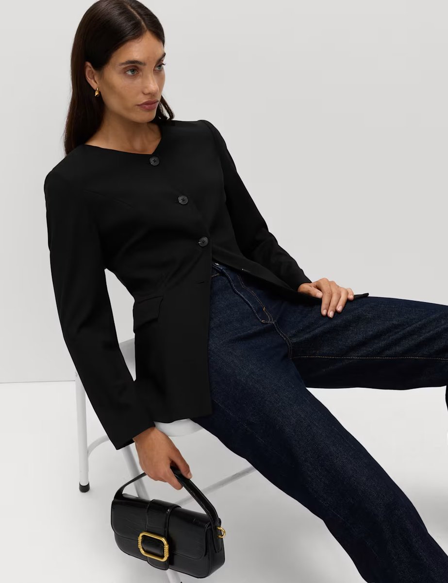 Marks & Spencer M&S Collarless Jacket Black - 3