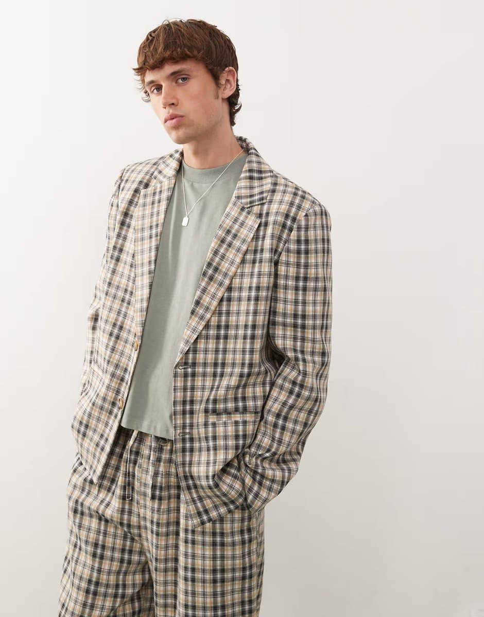 ASOS COLLUSION 90s relaxed blazer co-ord in mixed check