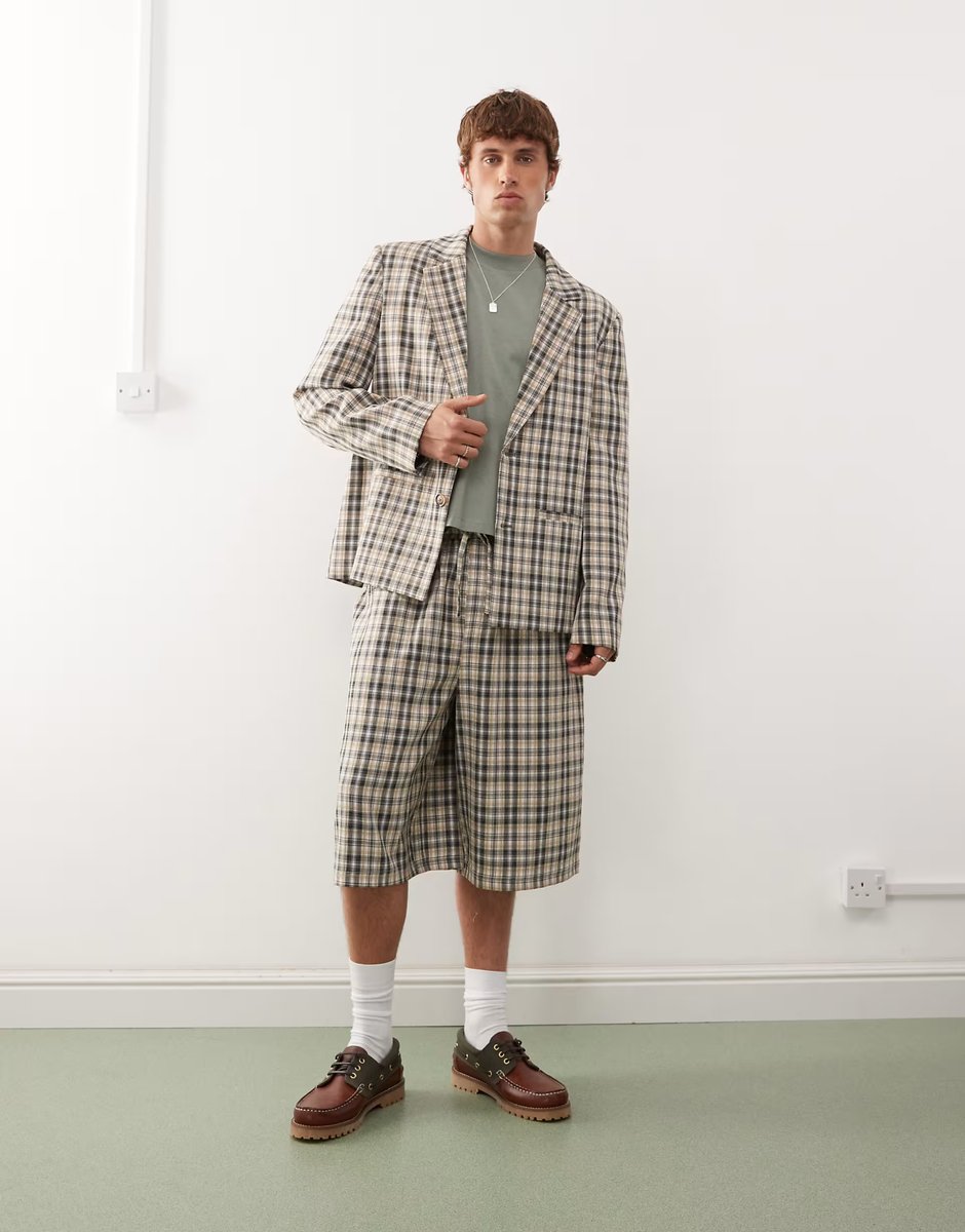 ASOS COLLUSION 90s relaxed blazer co-ord in mixed check - 3