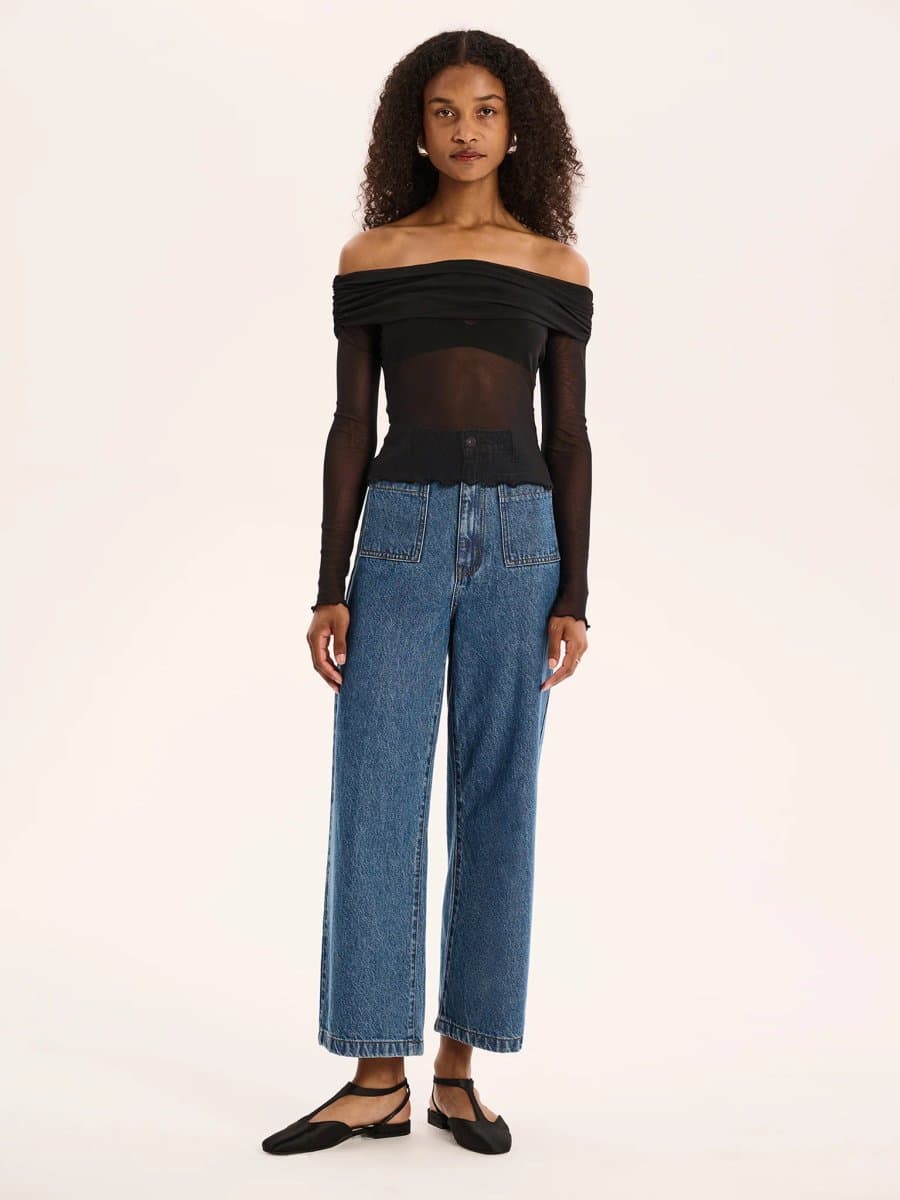 OMNES OMNES Cropped Jean in Mid Wash