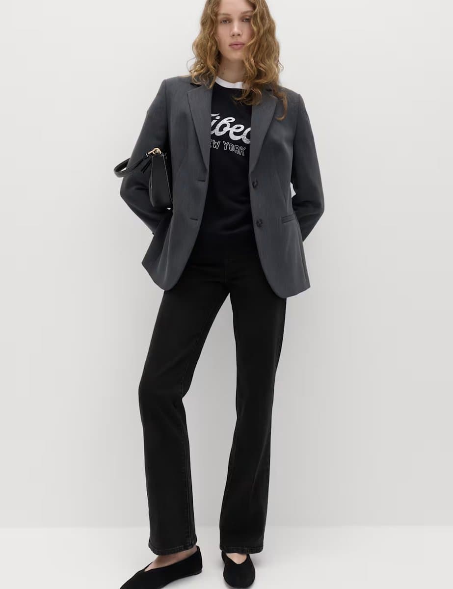 Marks & Spencer M&S High Waisted Flared Jeans in Black