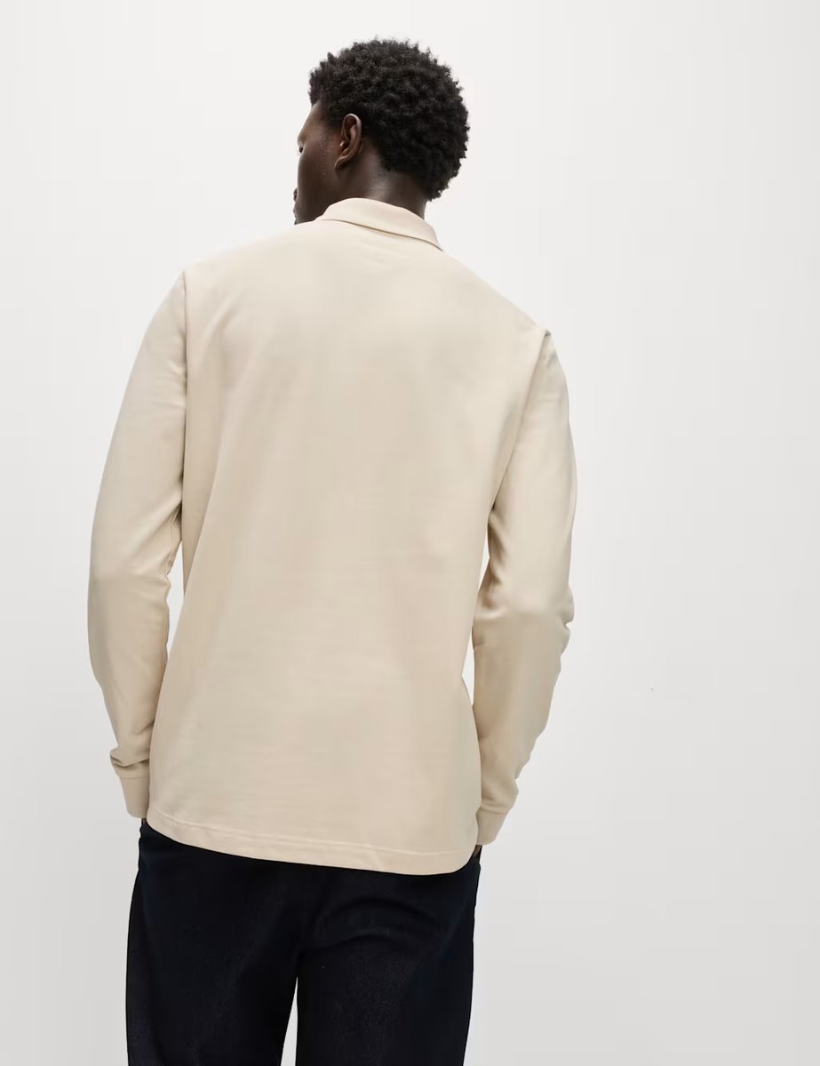 Marks & Spencer M&S Ultimate Cotton Rich Polo Shirt Light Buff - 3