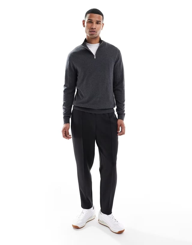 ASOS Jack & Jones quarter zip jumper in grey - 2