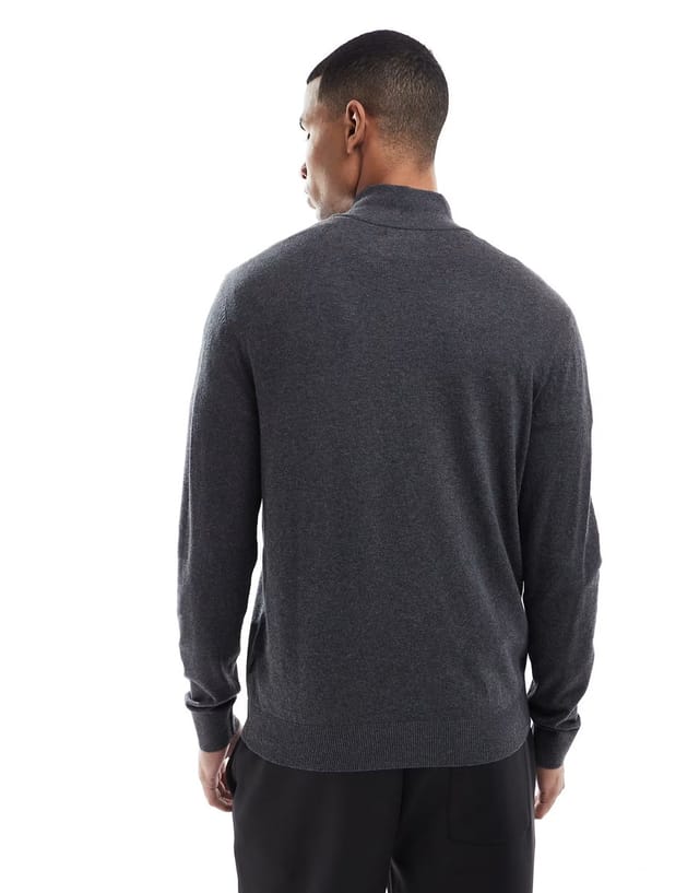 ASOS Jack & Jones quarter zip jumper in grey - 3