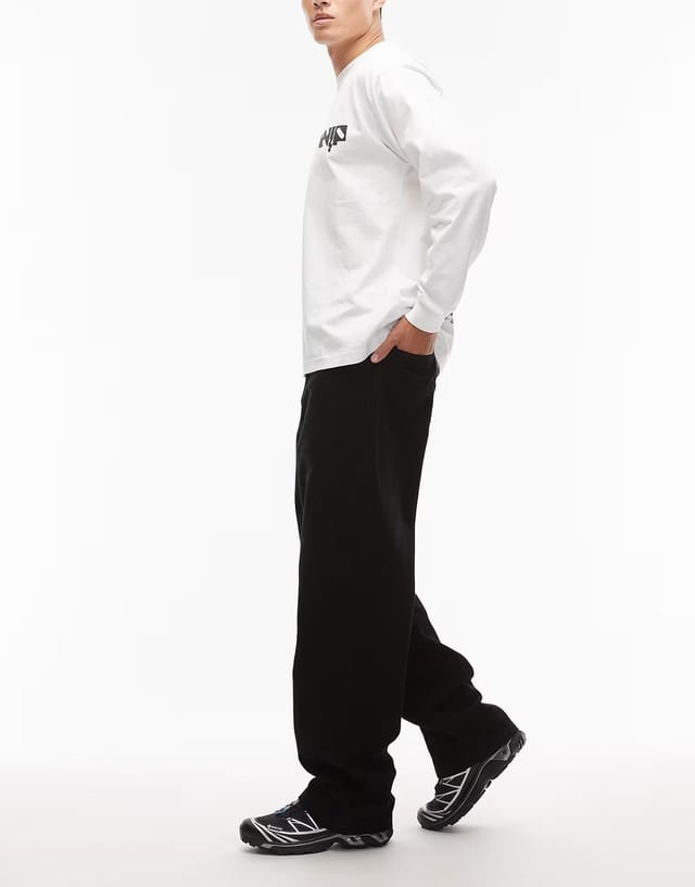 ASOS Carhartt WIP landon loose tapered trousers in black - 3