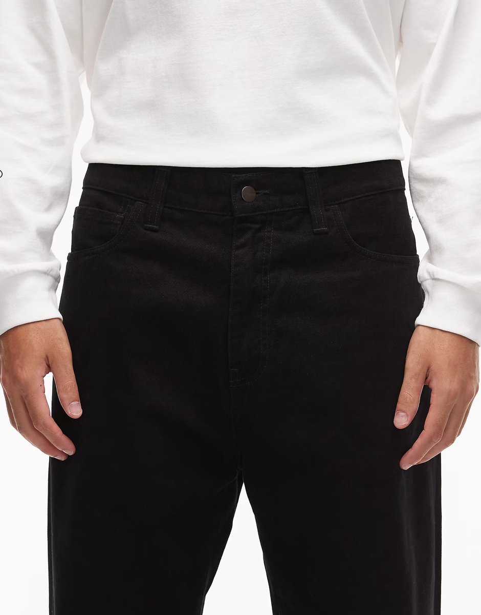 ASOS Carhartt WIP landon loose tapered trousers in black - 4