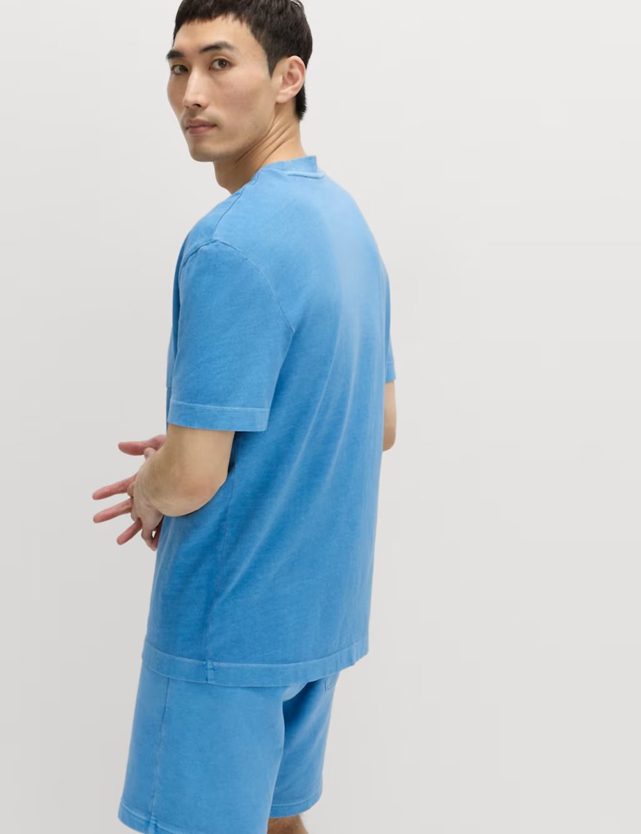 Marks & Spencer M&S Relaxed Pure Cotton Garment Dyed T-Shirt Azure Blue - 3