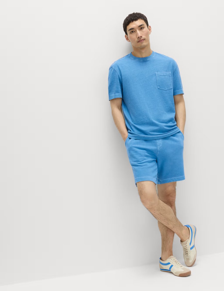 Marks & Spencer M&S Relaxed Pure Cotton Garment Dyed T-Shirt Azure Blue - 4