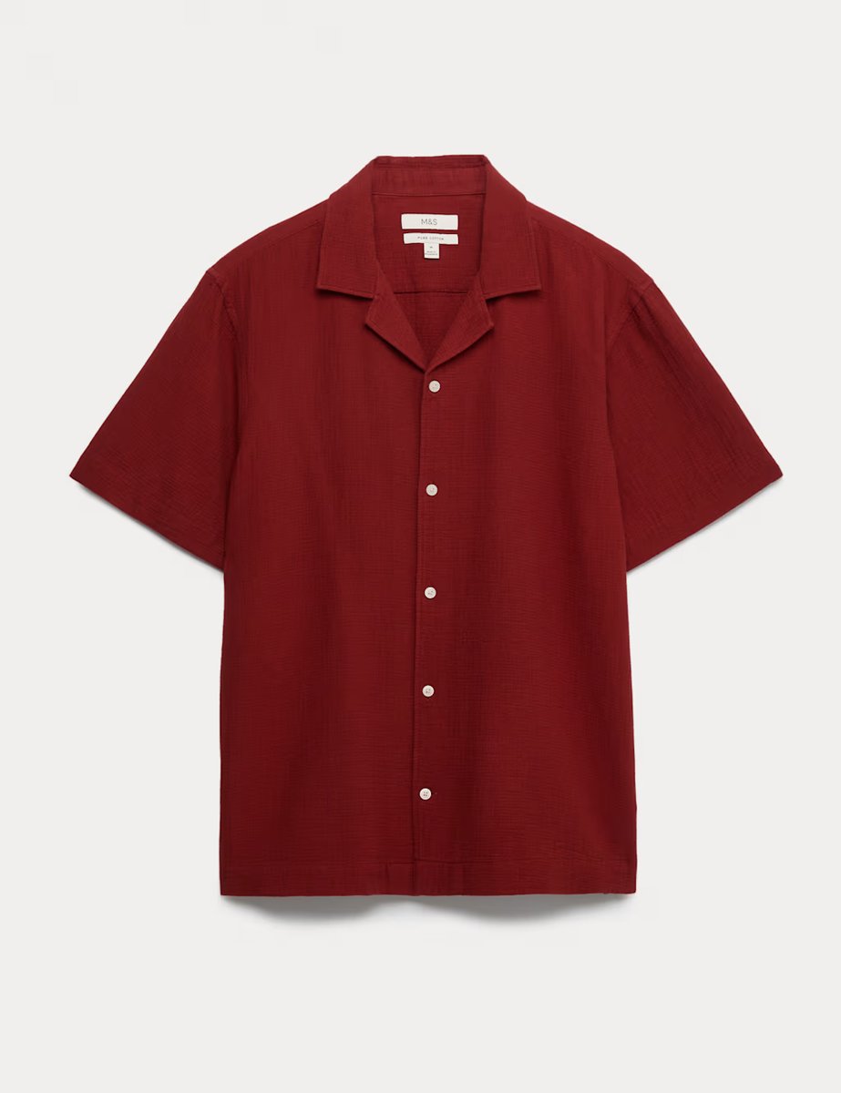 Marks & Spencer M&S Pure Cotton Textured Shirt Paprika - 2