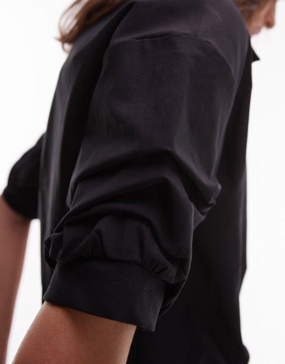 ASOS ASOS DESIGN drape shirt mini dress in black - 3