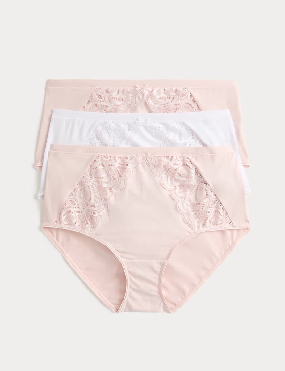 Marks & Spencer M&S 3pk Amelia Lace Full Briefs Cool Pink