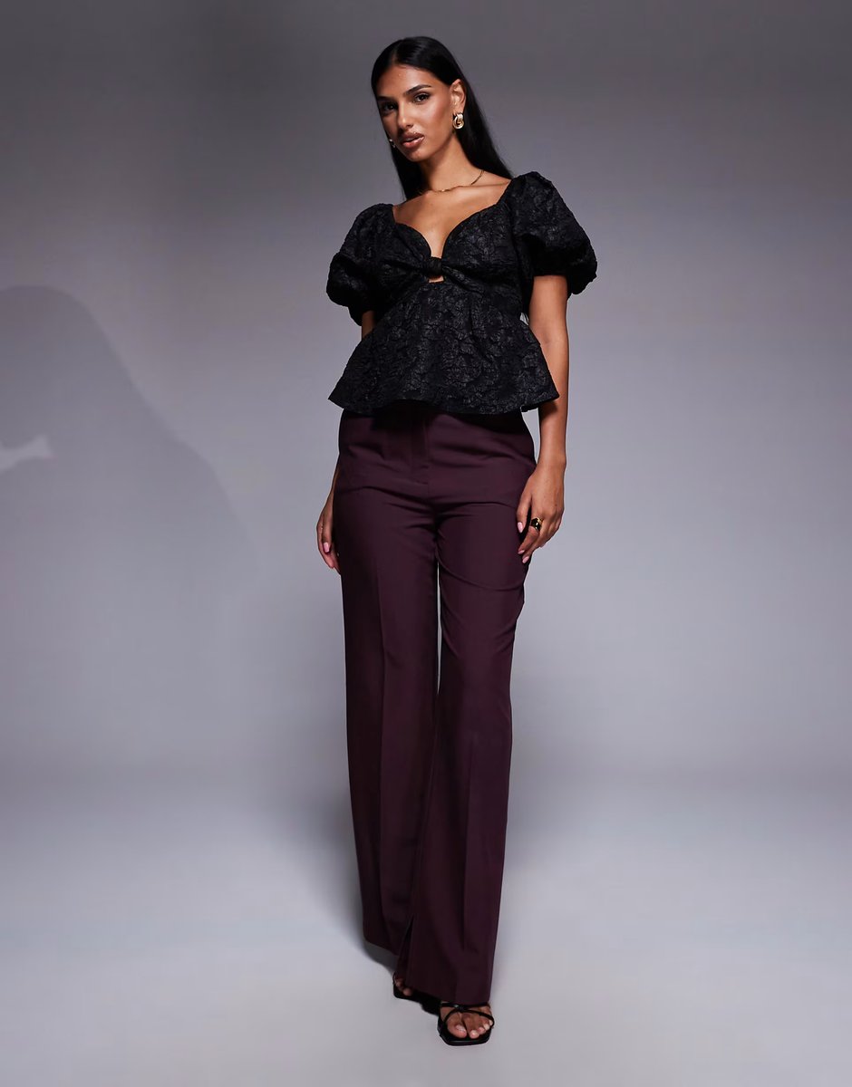 ASOS New Look jacquard puff sleeve top in black - 3