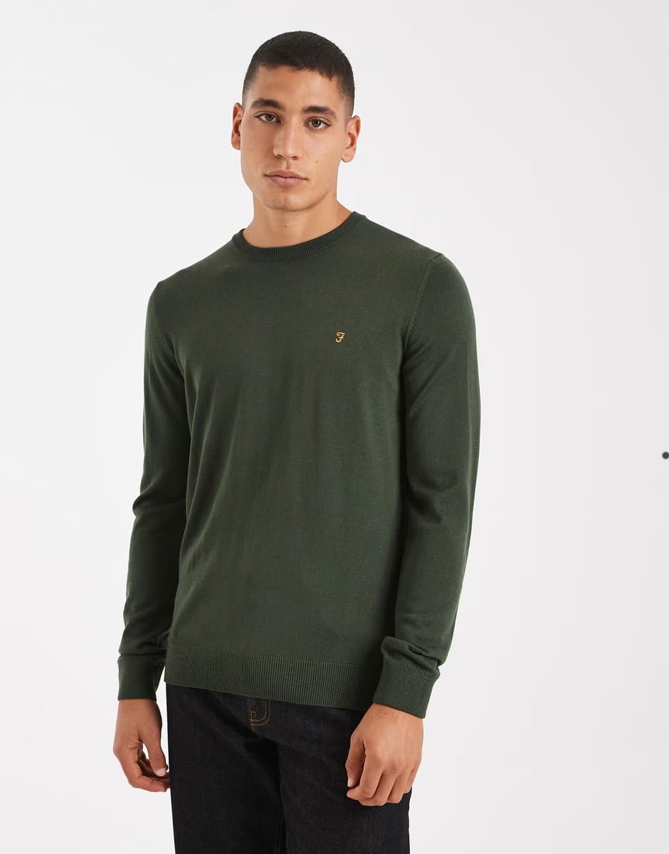 ASOS Farah mullen merino wool jumper in dark green