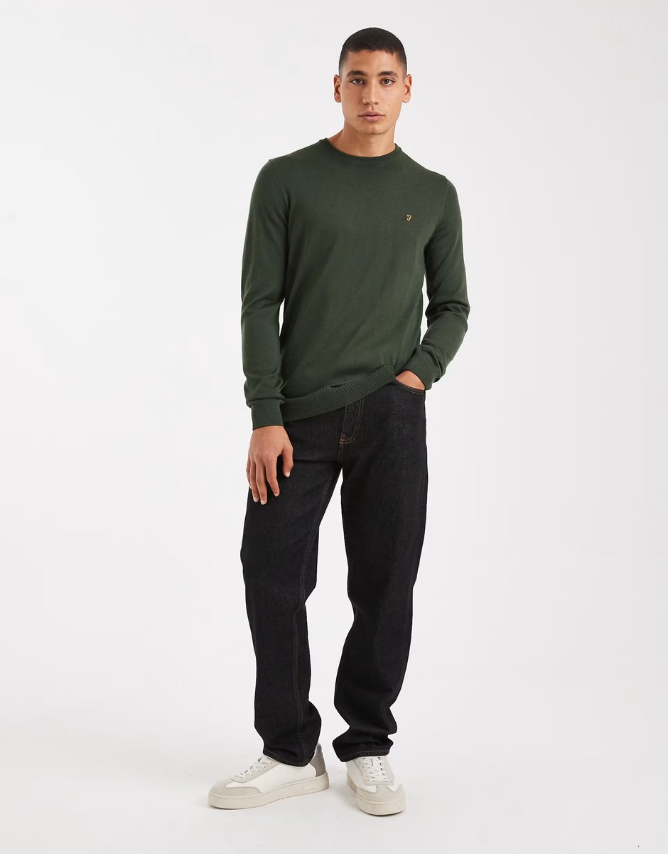 ASOS Farah mullen merino wool jumper in dark green - 2