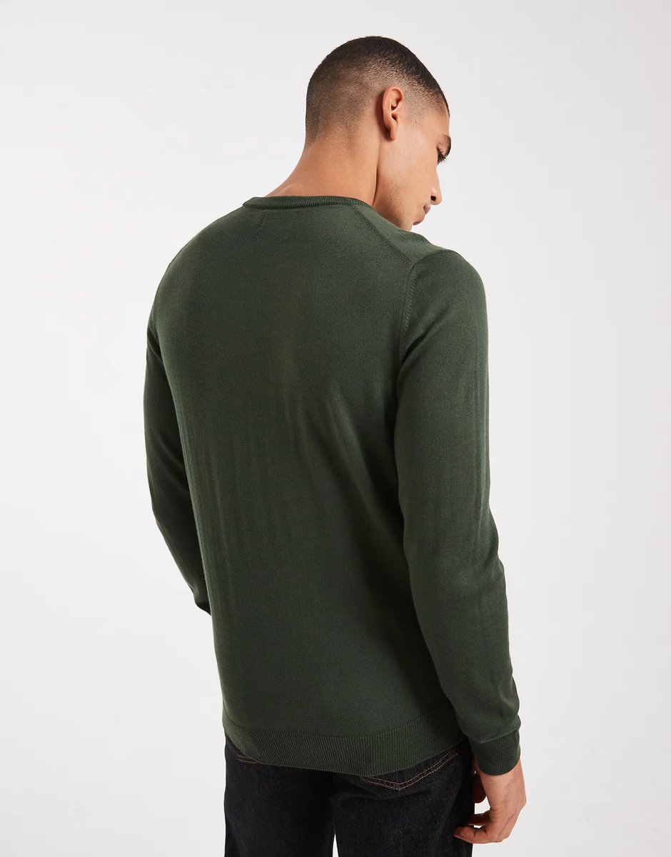 ASOS Farah mullen merino wool jumper in dark green - 3