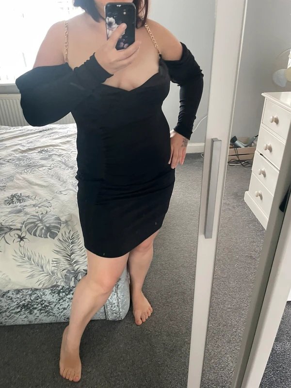 ASOS ASOS luxe black ruched chain detail mini dress size 18 - 1