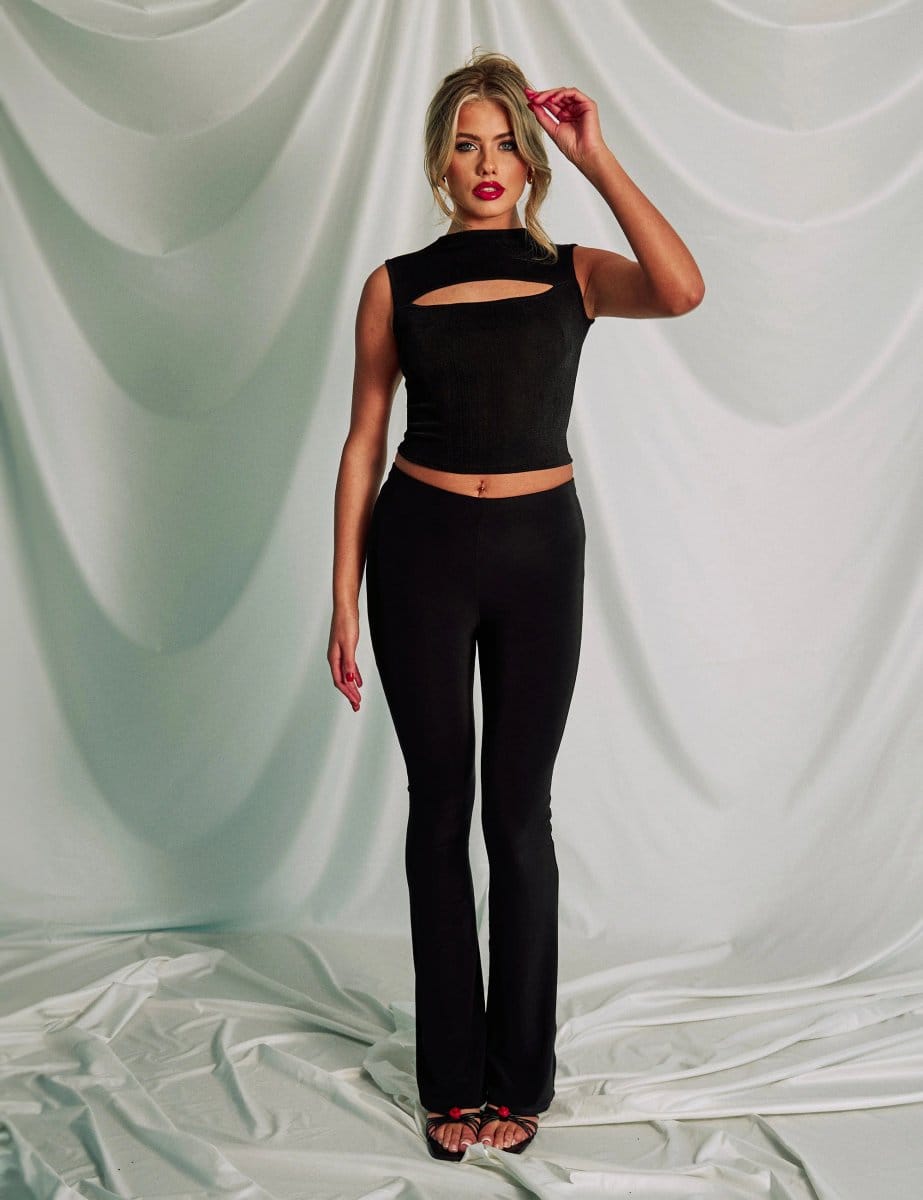 Public Desire Slinky Slit Detail Sleeveless Top Black - 1