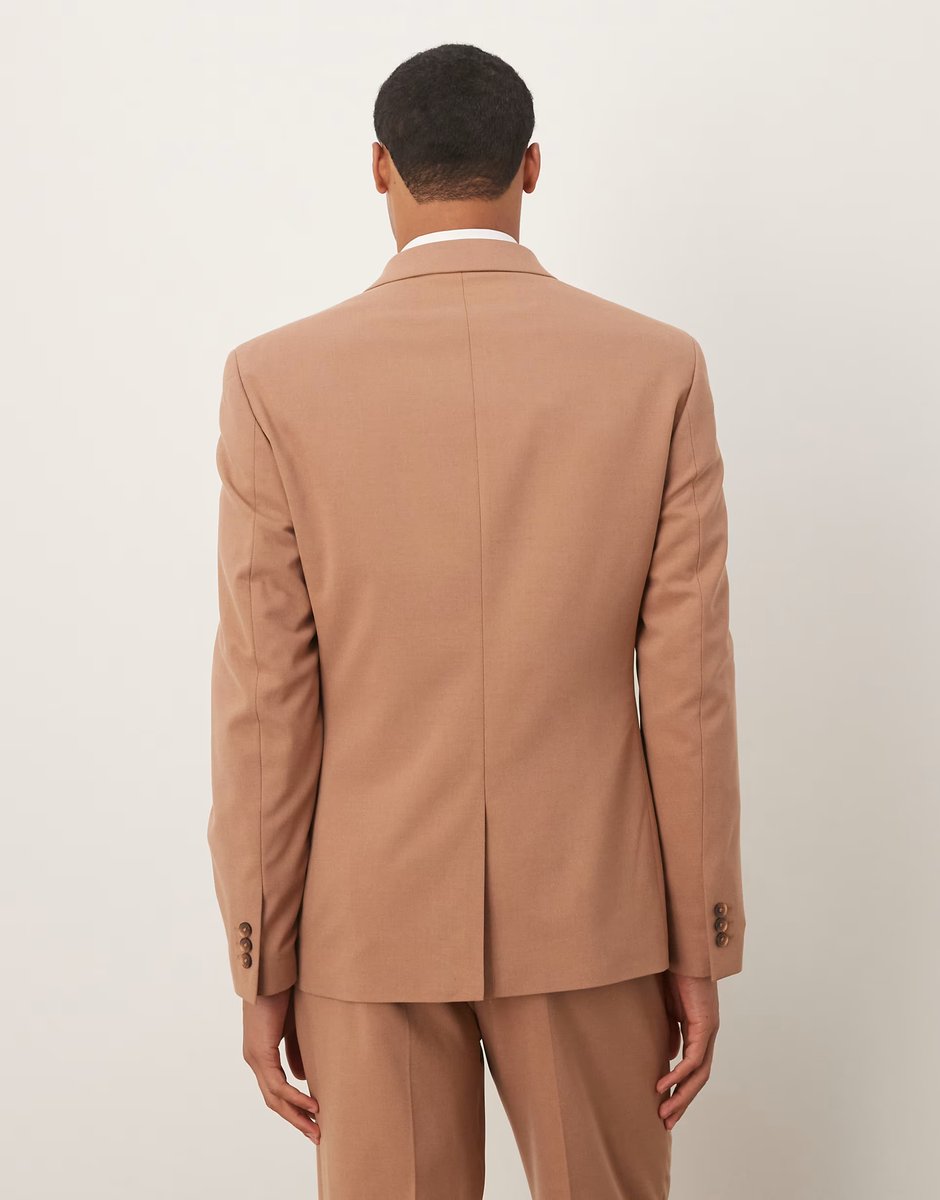 ASOS ASOS DESIGN double breasted slim suit jacket in brown - 3