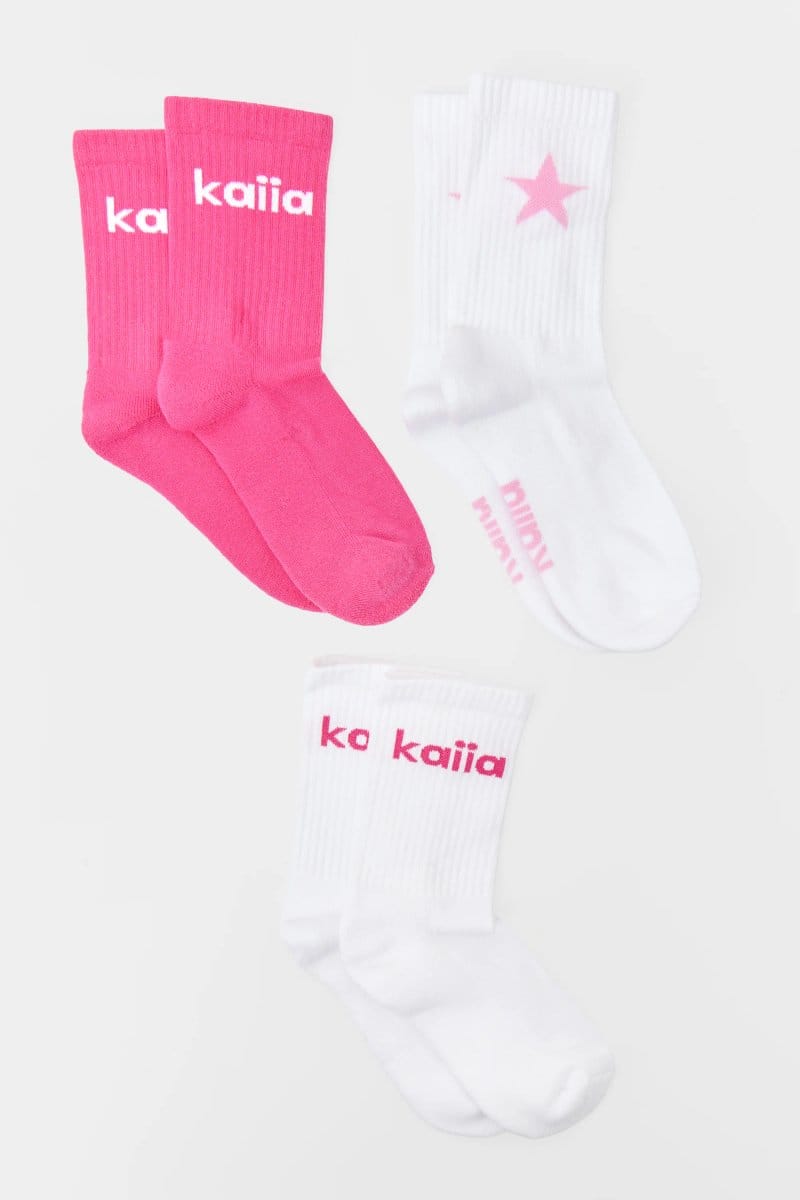 Kaiia Pack of Three Kaiia Star Socks Pink Multi - 1