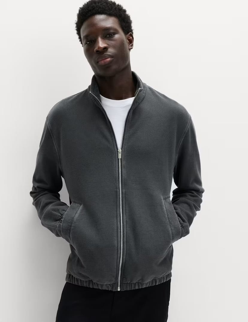 Marks & Spencer M&S Pure Cotton Garment Dye Coach Jacket Dark Pewter - 1