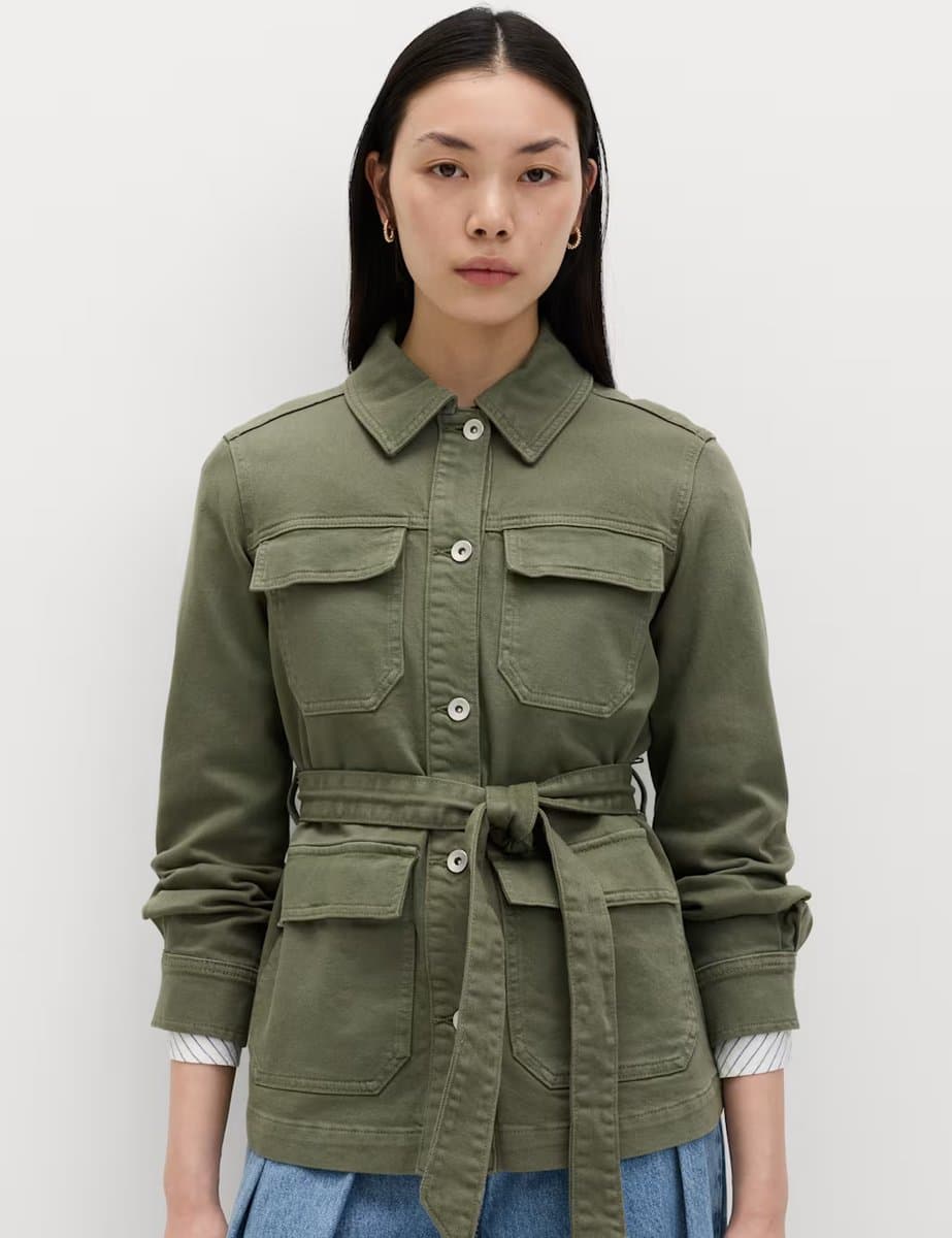 Marks & Spencer M&S Hunter Green Belted Collared Utility Shacket