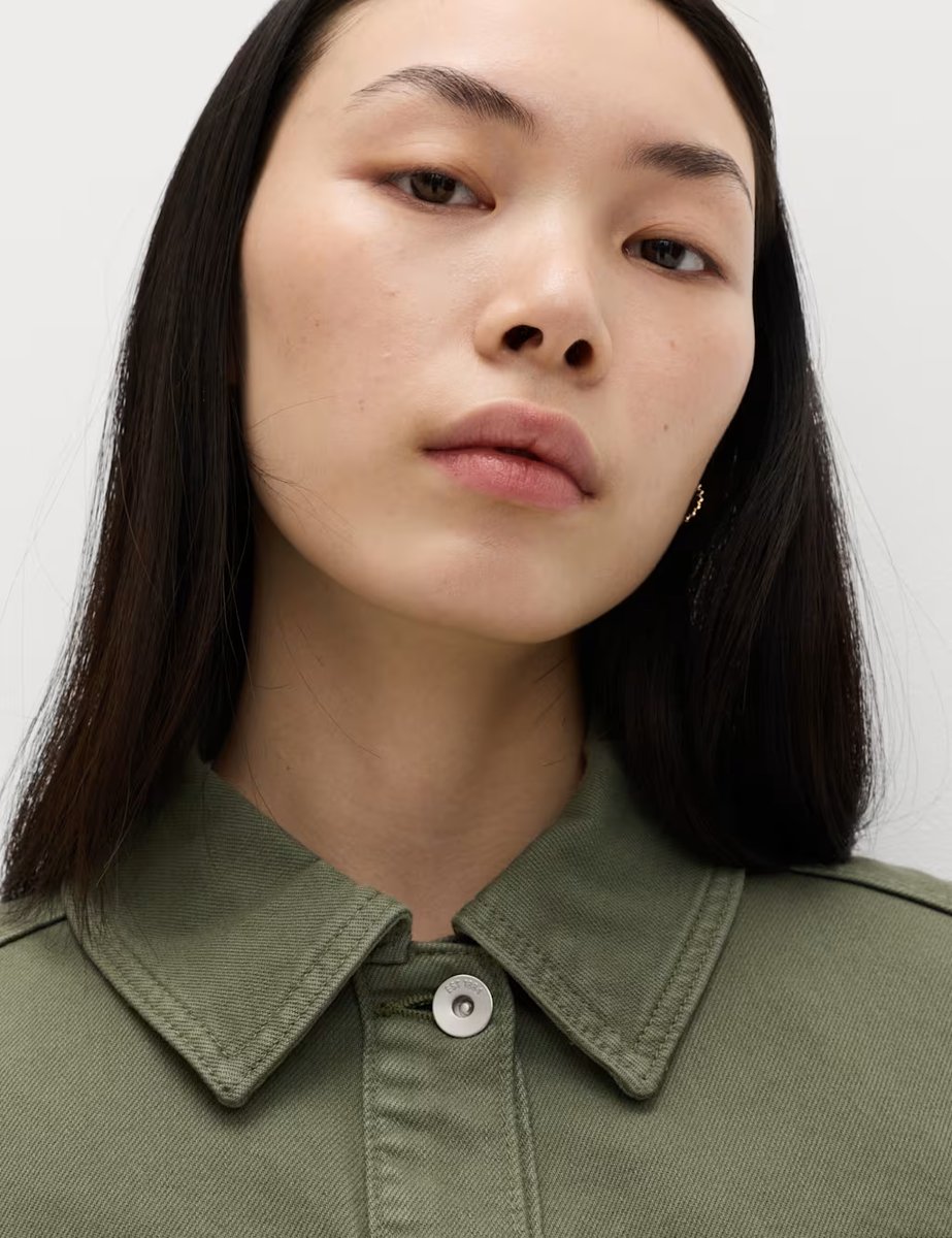 Marks & Spencer M&S Denim Belted Collared Utility Shacket Hunter Green - 3