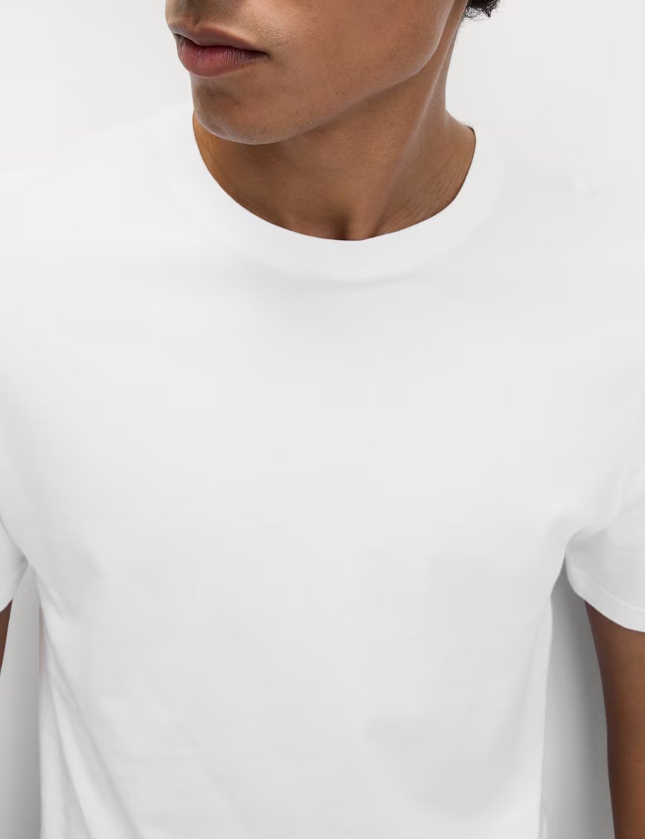 Marks & Spencer M&S 3pk Slim Fit Pure Cotton Crew Neck T-Shirts White Mix - 3
