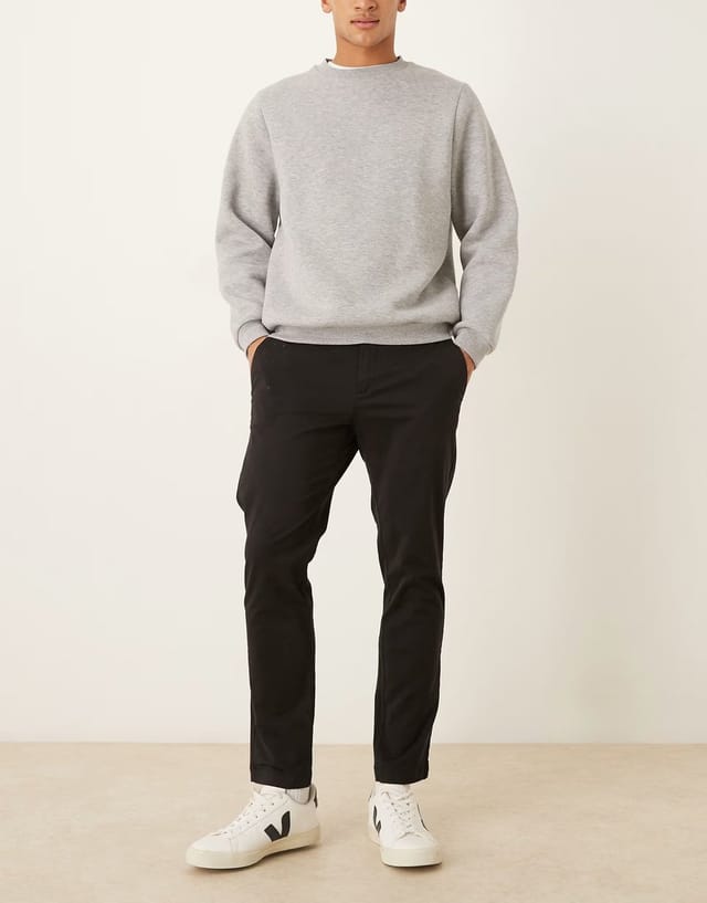 ASOS Mango cotton mix chino in black - 2